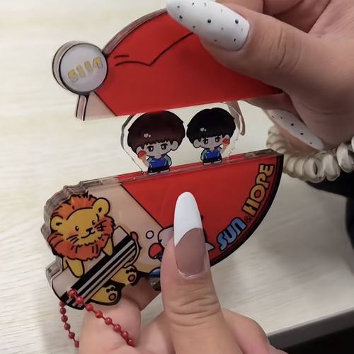 5114莎头挂件抽拉背包钥匙扣可爱亚克力创意书包装饰抽拉蛋薯条