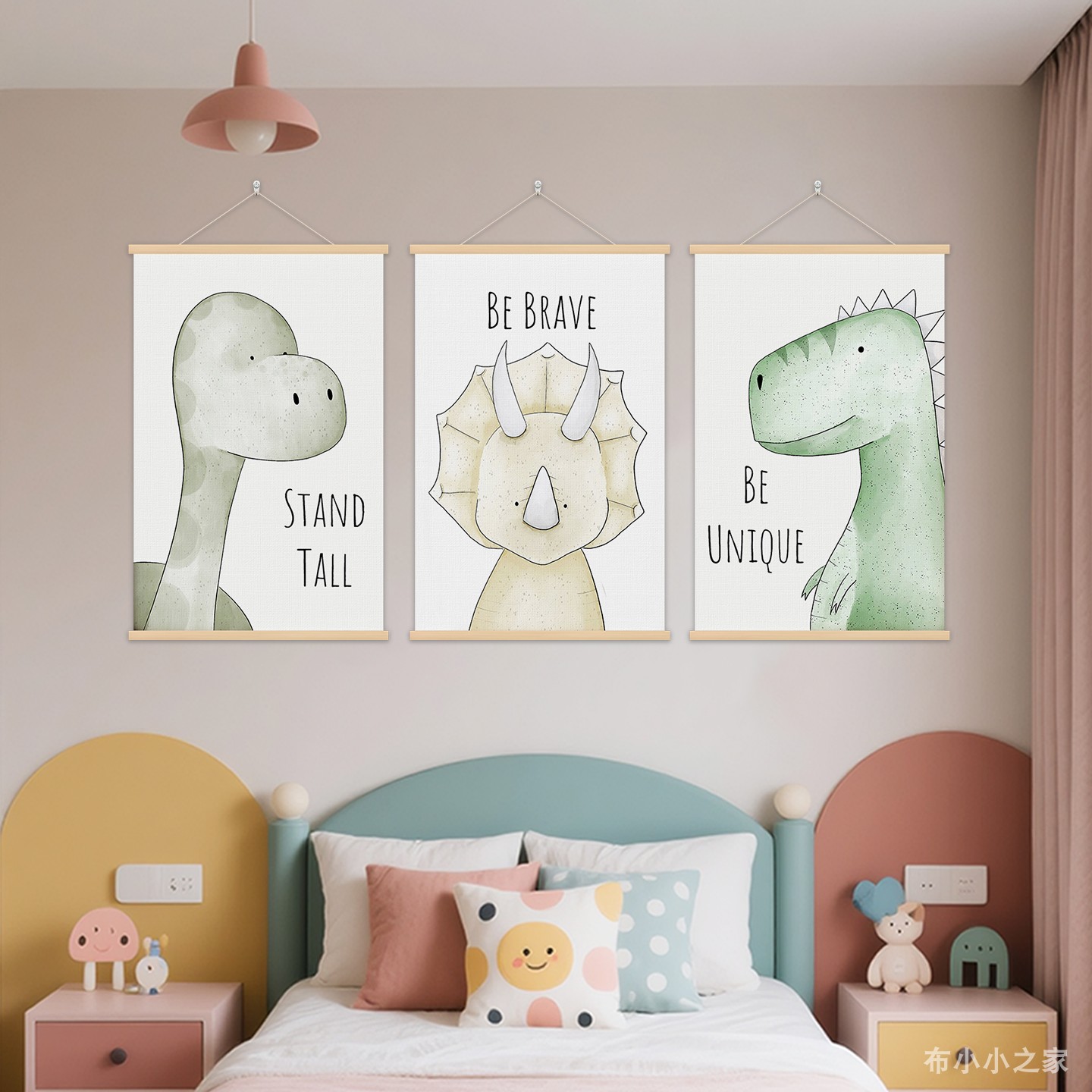 简约卡通儿童房卧室ins小动物布艺挂画装饰画床头画墙面装饰挂布图片
