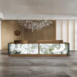 酒店大堂前台接待台轻奢现代简约大理石收银台美容院公司前台吧台