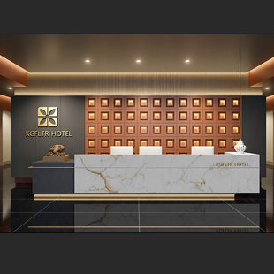 承接订制现代简约公司前台接待桌酒店大堂接待台吧台高级感收银台