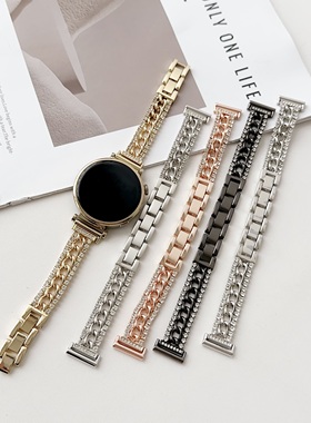 牛仔双排钻金属手表带适用华为GT452prowatch3荣耀magic2/GT3手链