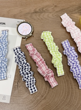 适用佳明Forerunner570/255265S雪纺冰丝格子弹力布发圈表带Venu3