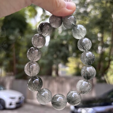 天然绿发晶绿色顺发晶水晶手串手链男女送礼物