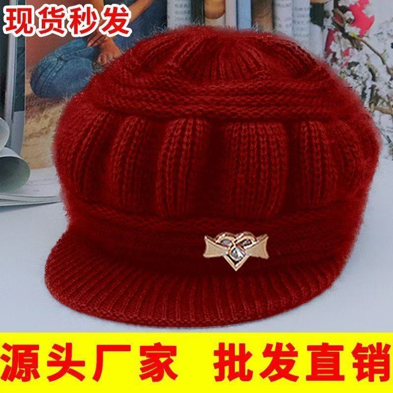 中老年帽子女冬季老人保暖奶奶帽秋冬天妈妈帽子老太太加绒毛线帽
