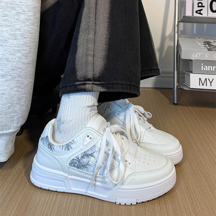 回力水墨画小白鞋女款古风休闲鞋