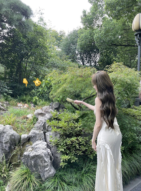 *花三三同款重磅16姆米100%真丝版*露背小鱼尾连衣裙