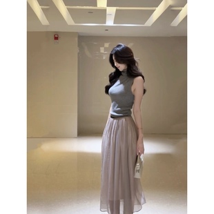 桑蚕丝长裙两件套 yjy羊毛针织半高领上衣 韩系花店学姐