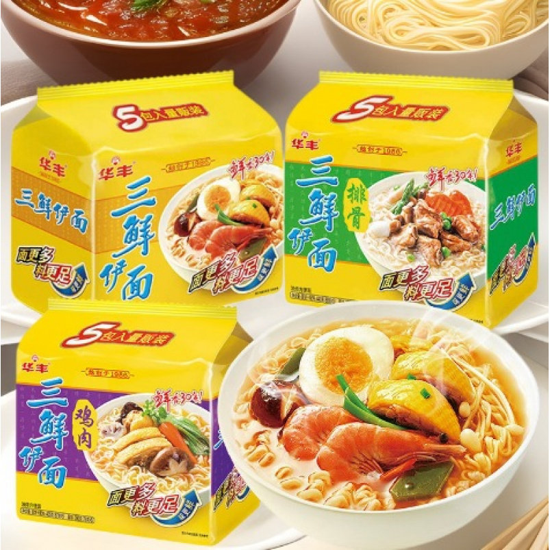 宝宝华丰三鲜伊面5连包方便面430图片