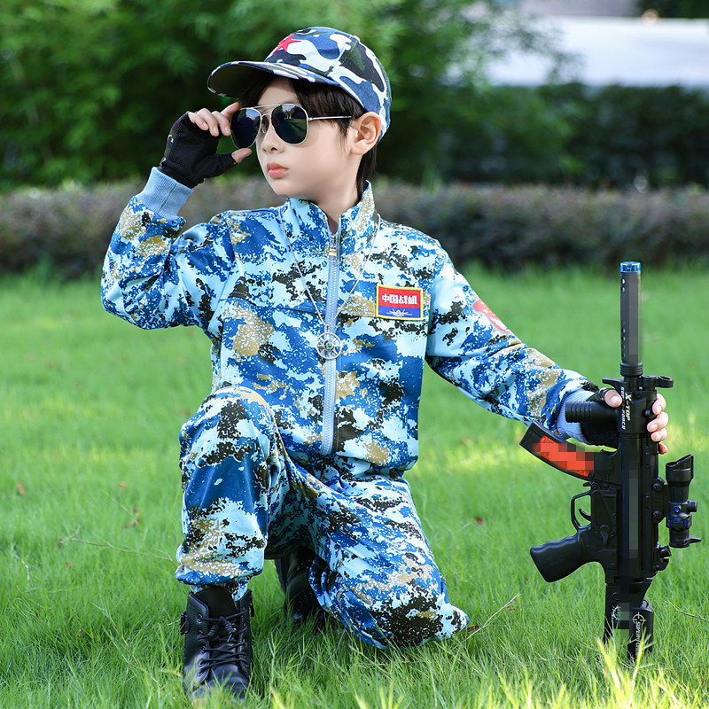 儿童迷彩服套装男童秋季外套幼儿园长袖表演服小学生纯棉军训服装