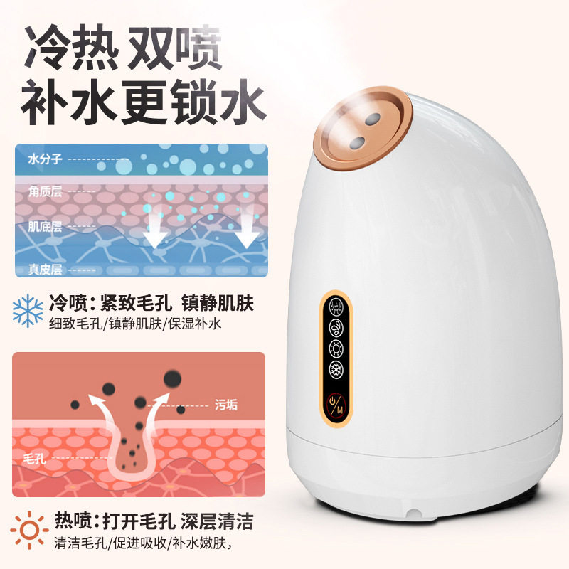 新款冷热喷蒸脸仪 面部离子补水喷雾器家用中草药香薰美容蒸脸器