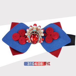 唯简中国风京剧脸谱领结男女红色蝴蝶结新郎伴郎古装配饰男生领结
