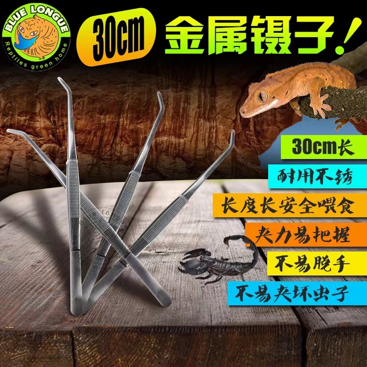 爬宠爬虫不锈钢喂食镊子夹子面包虫蟋蟀杜比亚捕虫夹守宫角蛙喂食