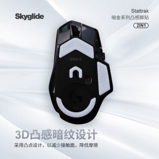 Skyglide暗金3D凸感鼠标脚贴适用于G502X鼠标顺滑耐磨定位脚垫