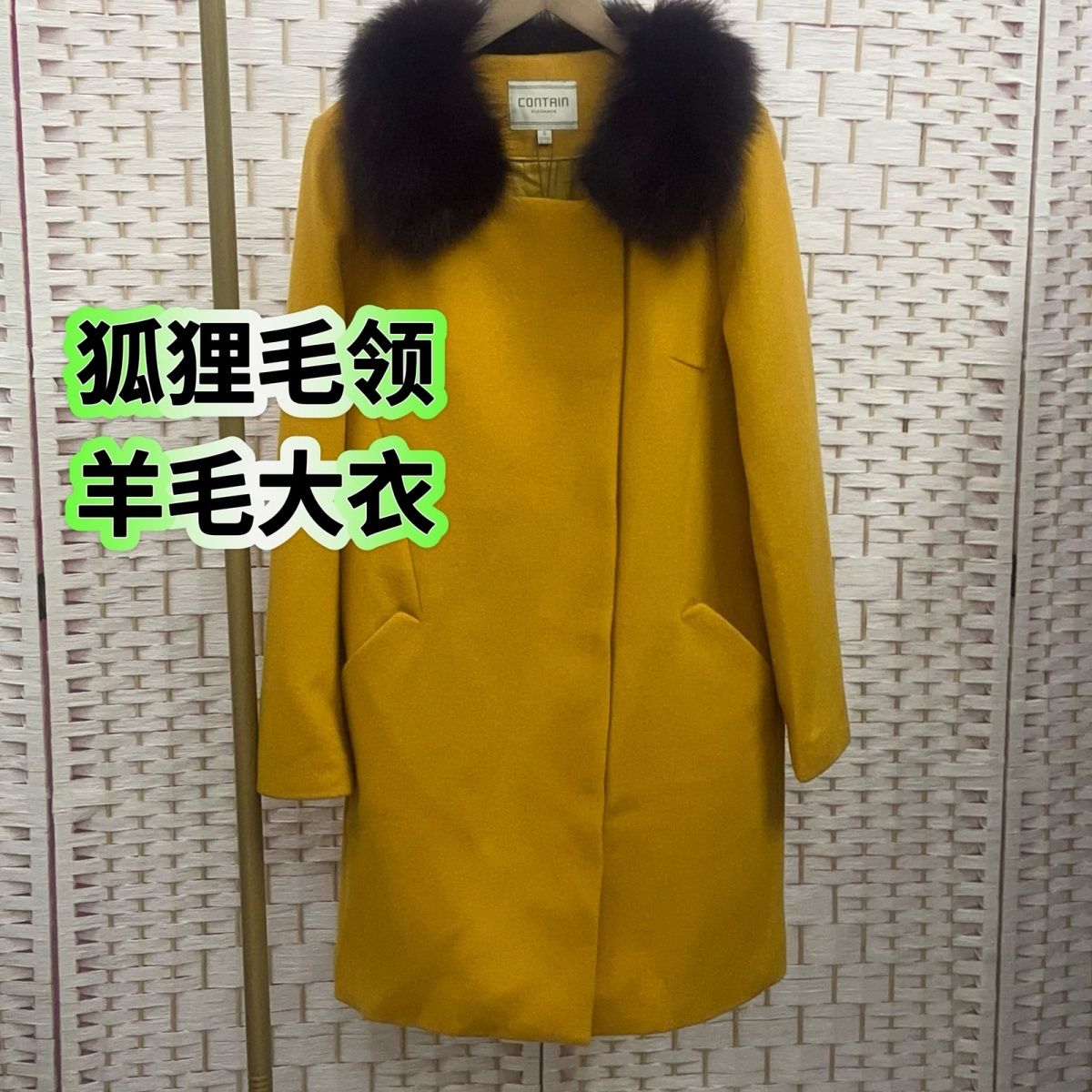 【柯】专柜3680 秋冬款狐狸毛领羊毛呢外套女气质显白韩版大衣
