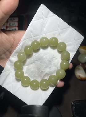天然和田玉青黄口手串/卡9.6/350