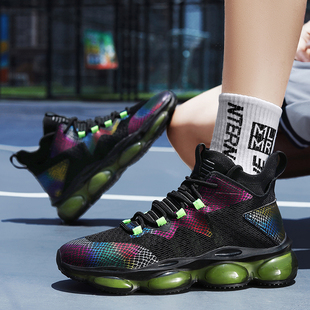 大码篮球鞋男高帮2026新款春夏透气网面运动鞋青少年潮鞋防滑减震