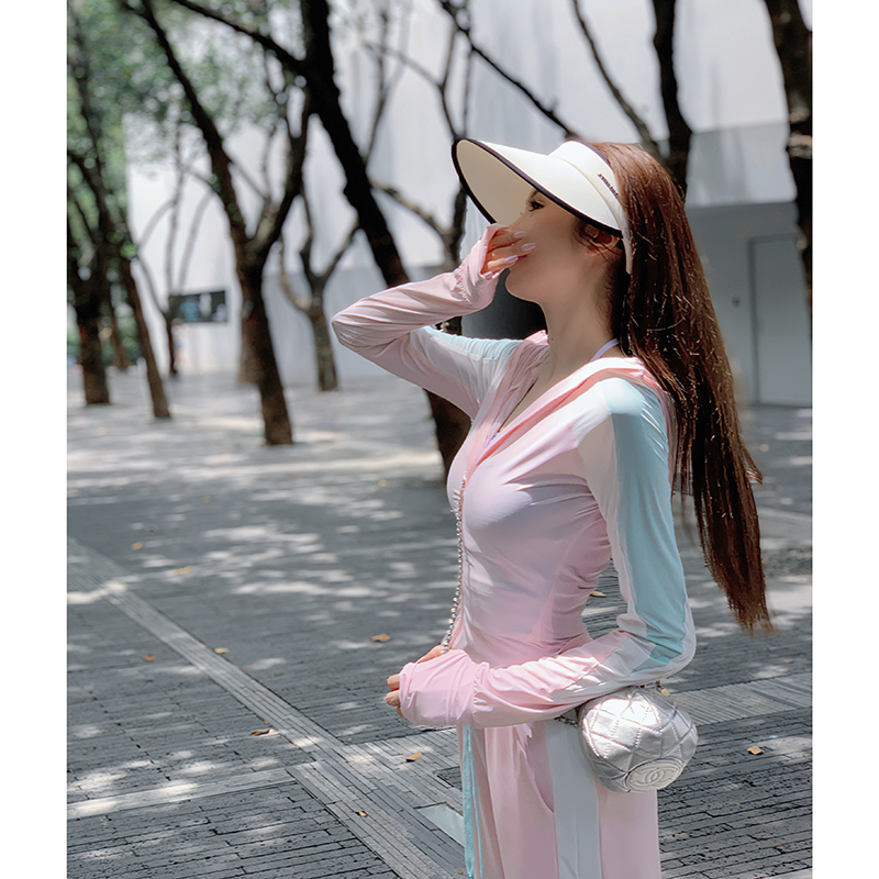 地球店时尚减龄冰丝凉感粉色防晒套装女夏洋气炸街宽松休闲两件套