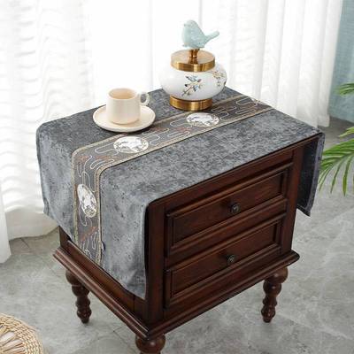 中式床头柜盖巾长方形纯色遮灰布家用卧室冰箱装饰盖布桌面保护垫