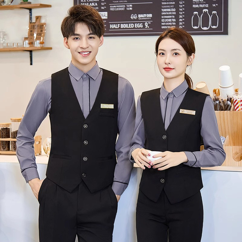 酒店餐饮服务员工作服女职业马甲套装前台酒吧KTV台球俱乐部工装