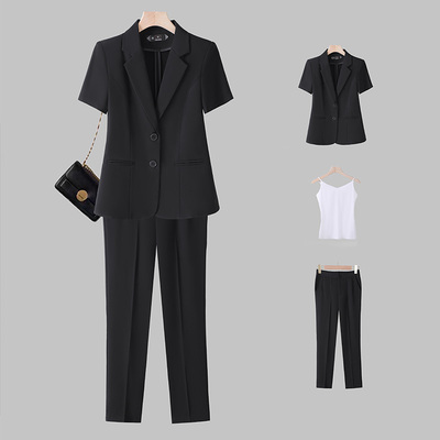短袖西装套装女夏季薄款职业装气质公务正装面试工作服西服外套