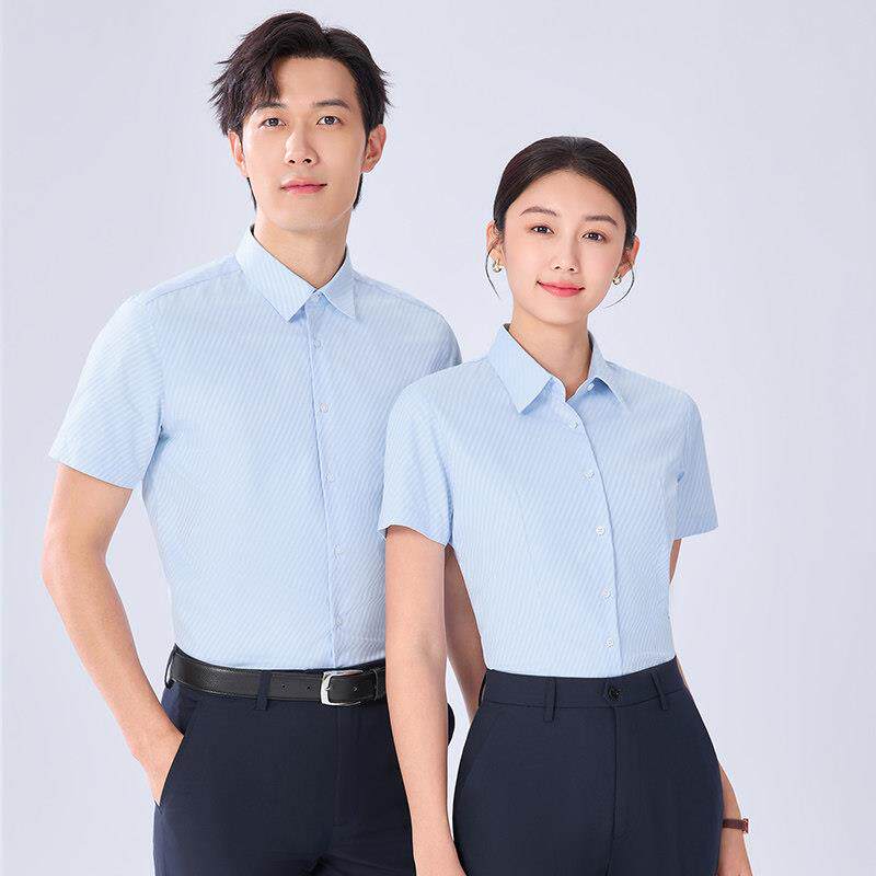 商务风免烫衬衫男女职业套装翻领修身通勤穿搭工作服定制绣LOGO