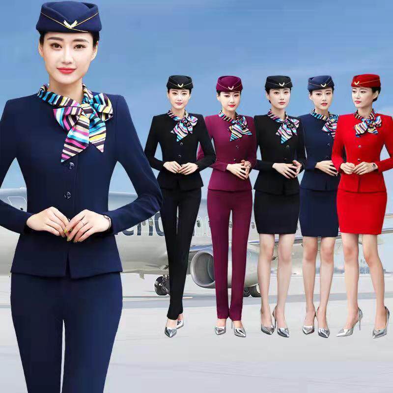 酒店前台工作服女长袖空姐制服秋冬款军鼓队演出服职业装西装套装