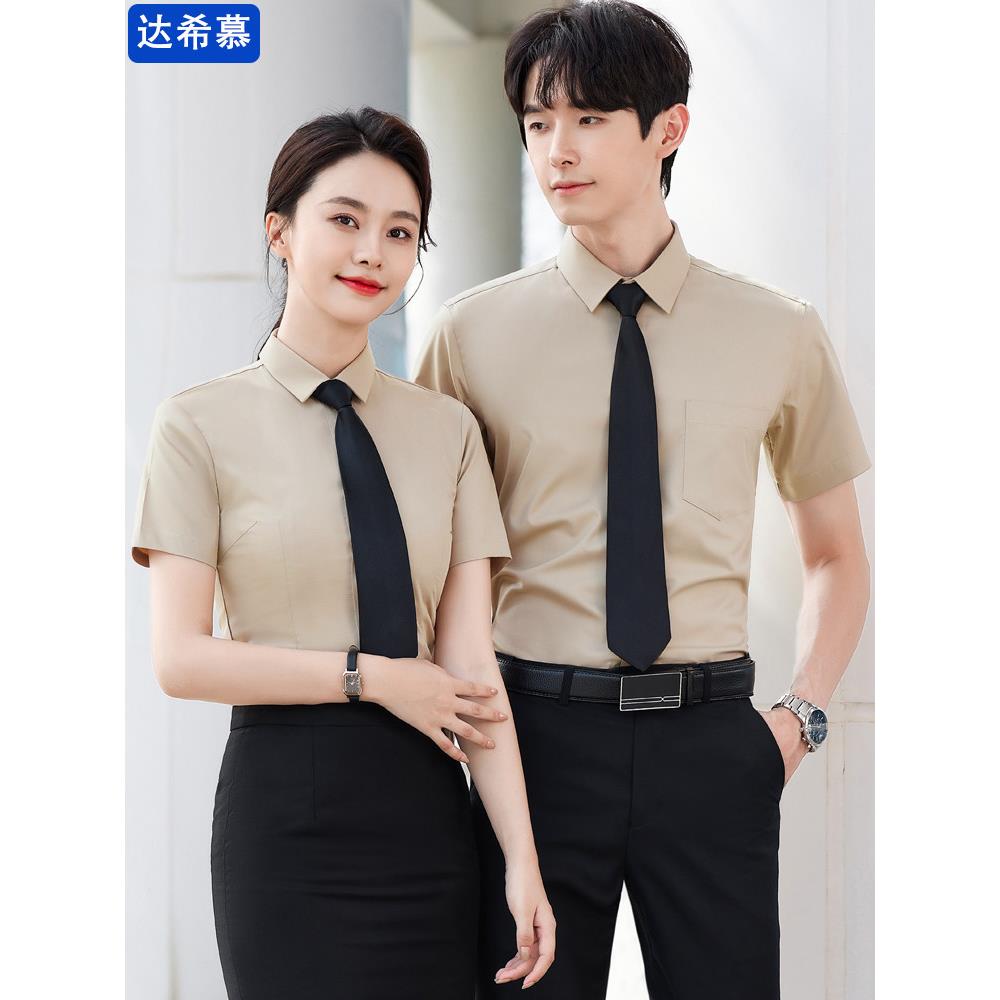 采购产品香槟专业男士和女士衬衫,夏装,优雅的财产工作服,长袖