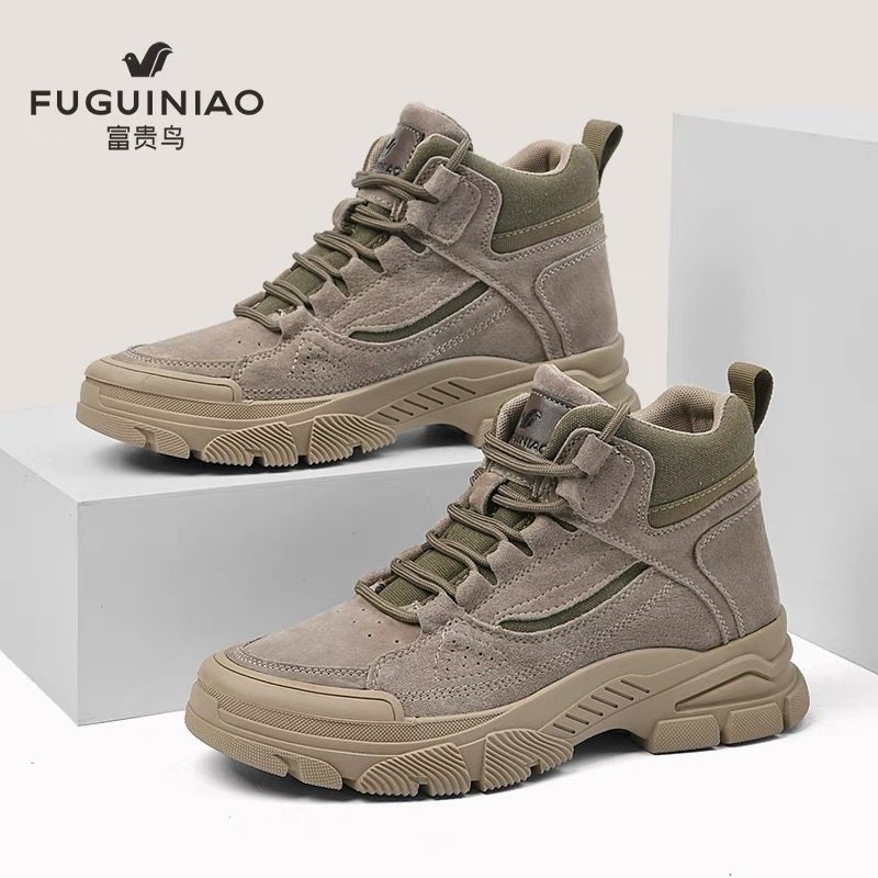 富贵鸟马丁靴春秋男款真皮软底高级感沙漠工装鞋复古高帮美式短靴