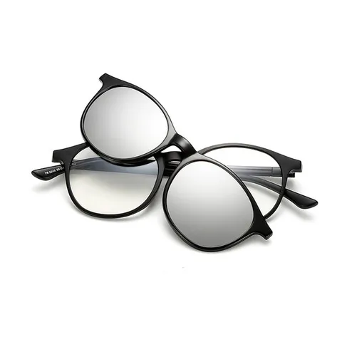 炫彩夹片太阳镜圆框TR90偏光2245磁吸细腿套镜时尚旅途者眼镜框