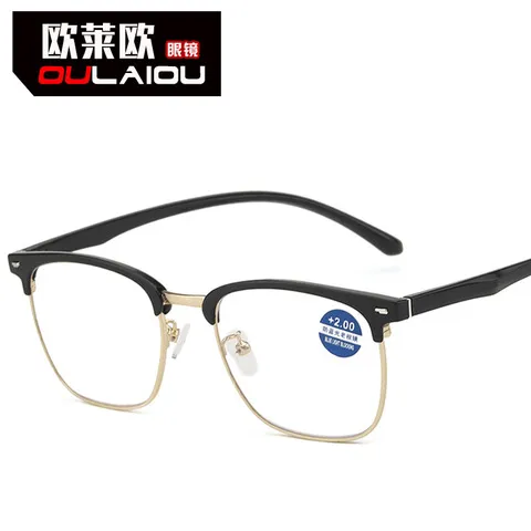 树脂镜片男女眉毛眼镜半框高清2023金属新款老花镜老视防蓝光大框