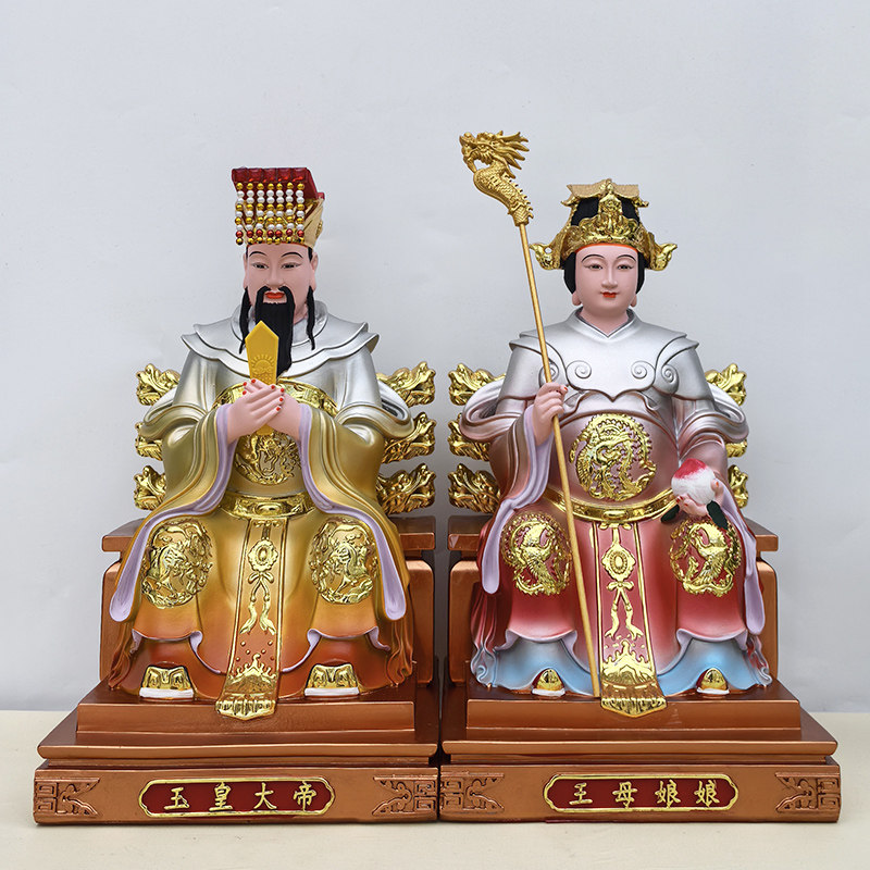 玉帝王母神像 玉皇大帝王母娘娘神像西王母娘娘家像体树脂佛像