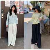 气质休闲拖地裤 阔腿裤 女夏 150cm显高显瘦飘飘裙裤 一三良品小个子