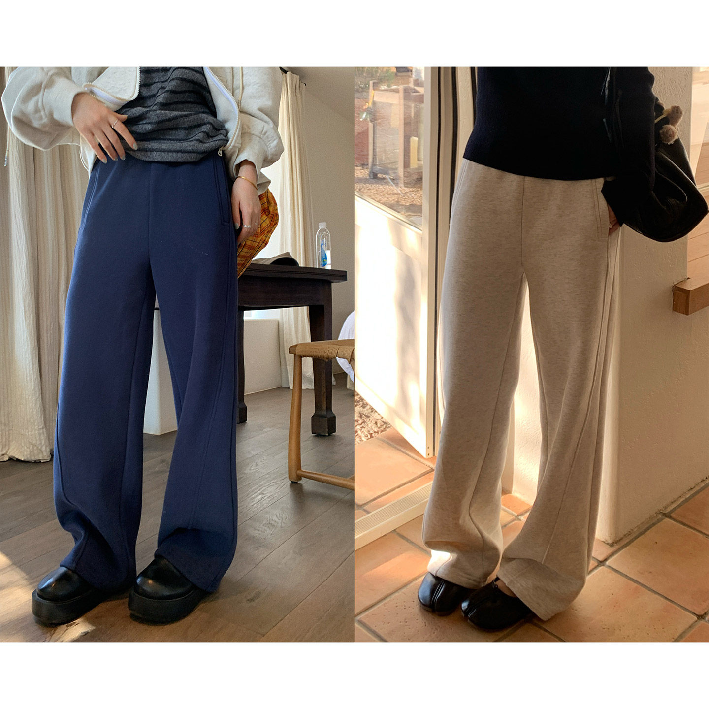 一三良品小个子  加厚加绒百搭松紧腰直筒休闲裤卫裤子女冬运动裤