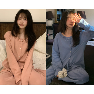 家居服女2026春新款 一三良品小个子 长袖 棉纱睡衣套装 舒舒服服