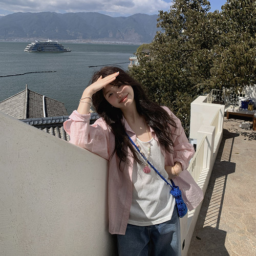小个子宽松轻薄防晒衬衫长袖衬衣