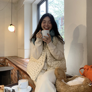 一三良品小个子 小碎花儿羽绒马甲无袖背心保暖时尚短款厚外套女