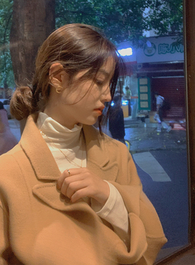 一三良品小个子热卖2w+黑色白色修身打底衫内搭堆堆领打底t恤上衣