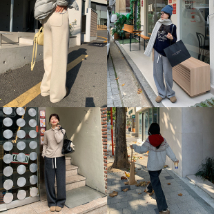 拖地卫裤 一三良品小个子瘦瘦裤 直筒裤 阔腿裤 女冬 500g加绒加厚窄版