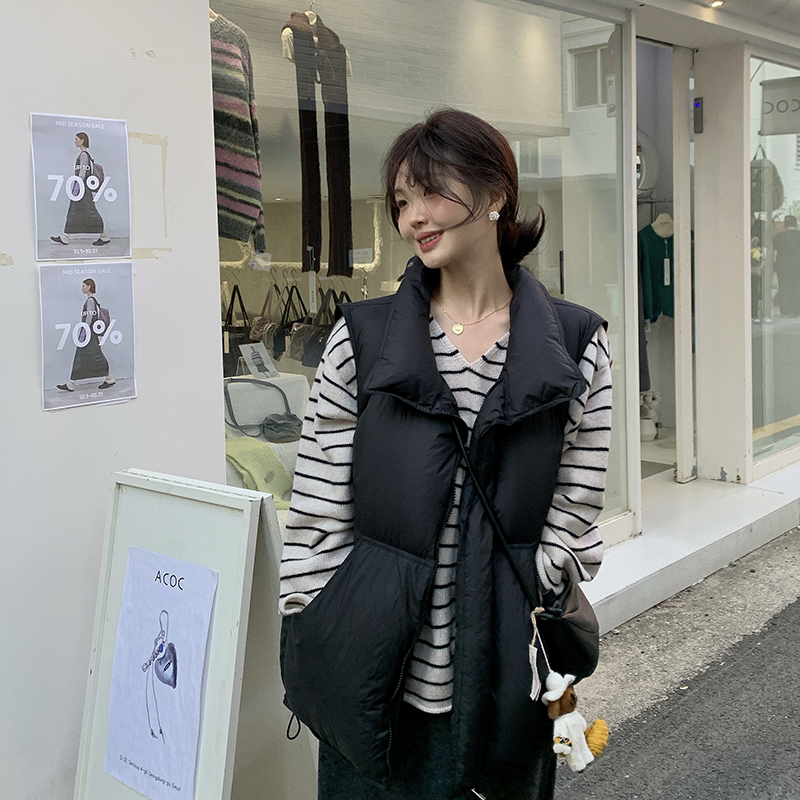 一三良品小个子 0压泡芙感！面包服外穿轻薄保暖羽绒马甲背心女冬