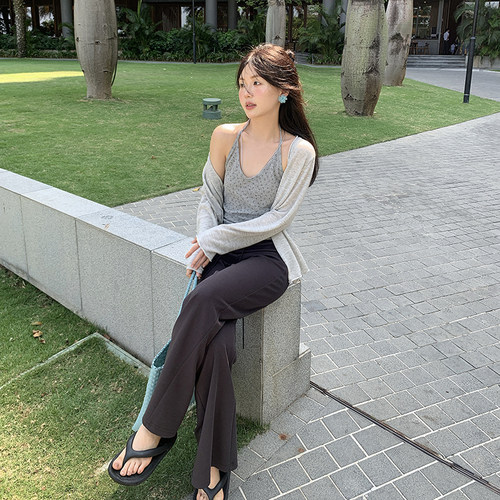 碎花v领挂脖吊带夏内搭纯欲背心