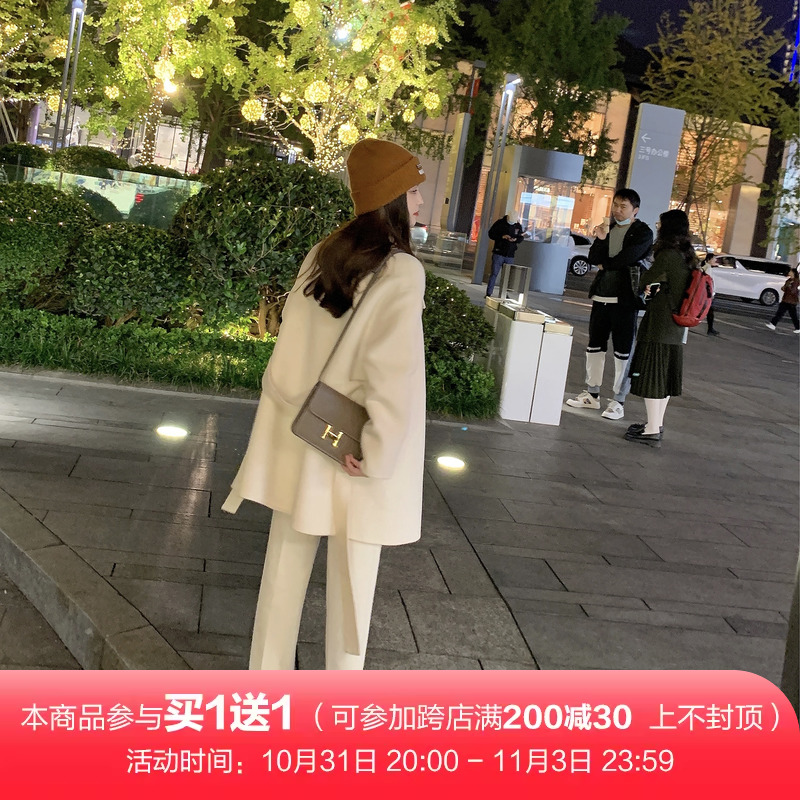 13良品小个子 闭眼入！裤型太赞！加厚开叉毛呢口袋西裤九分裤女