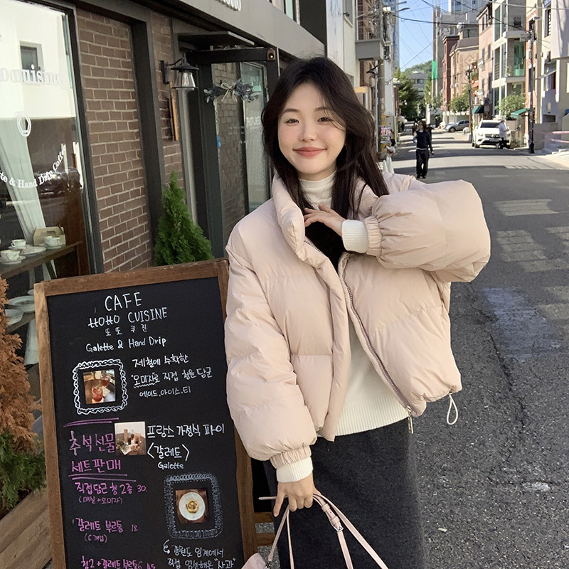 小个子短款立领90白鸭绒羽绒服冬