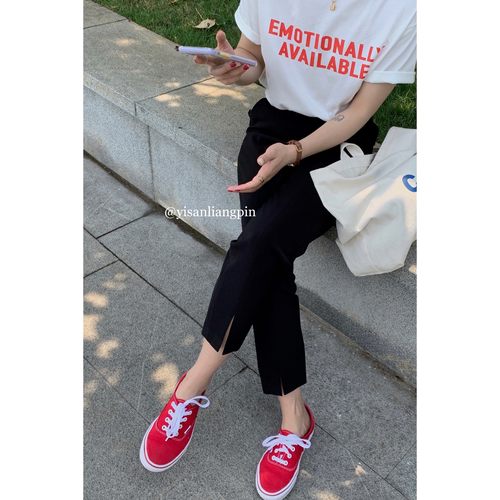 小个子九分西裤烟管黑西裤夏季