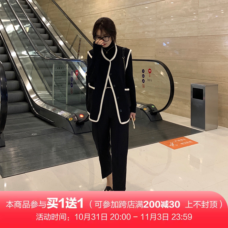 13良品小个子 本期重磅！马蹄扣九分裤黑色显瘦直筒长裤女