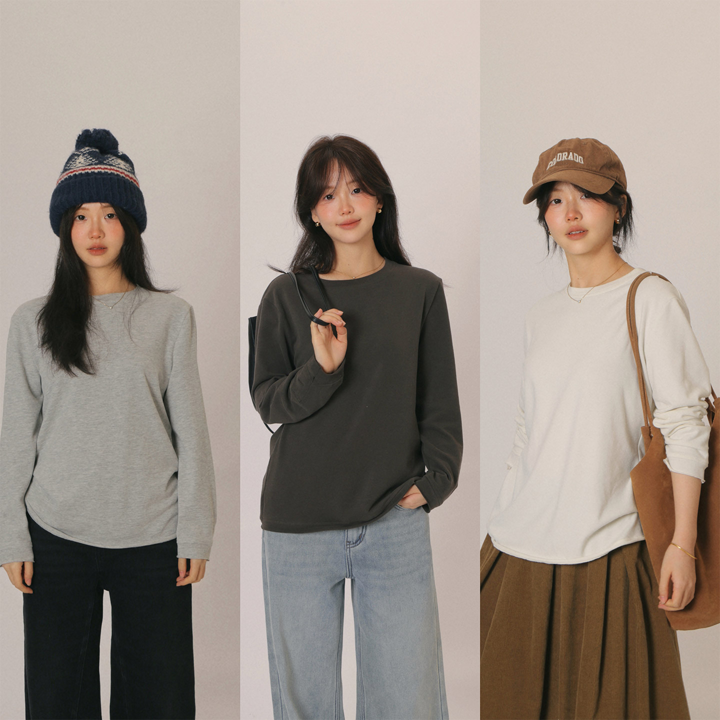 加绒磨毛圆领打底衫长袖T恤女冬