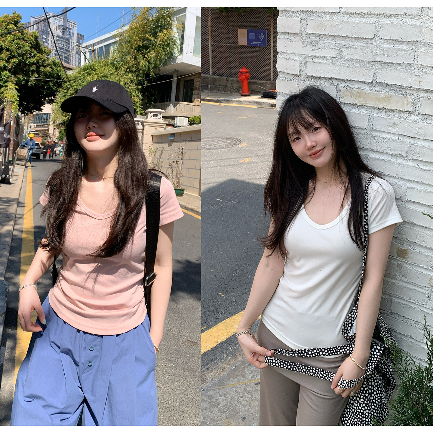 一三良品小个子 纯欲大v领T恤修身收腰显瘦百搭气质短袖T上衣女夏