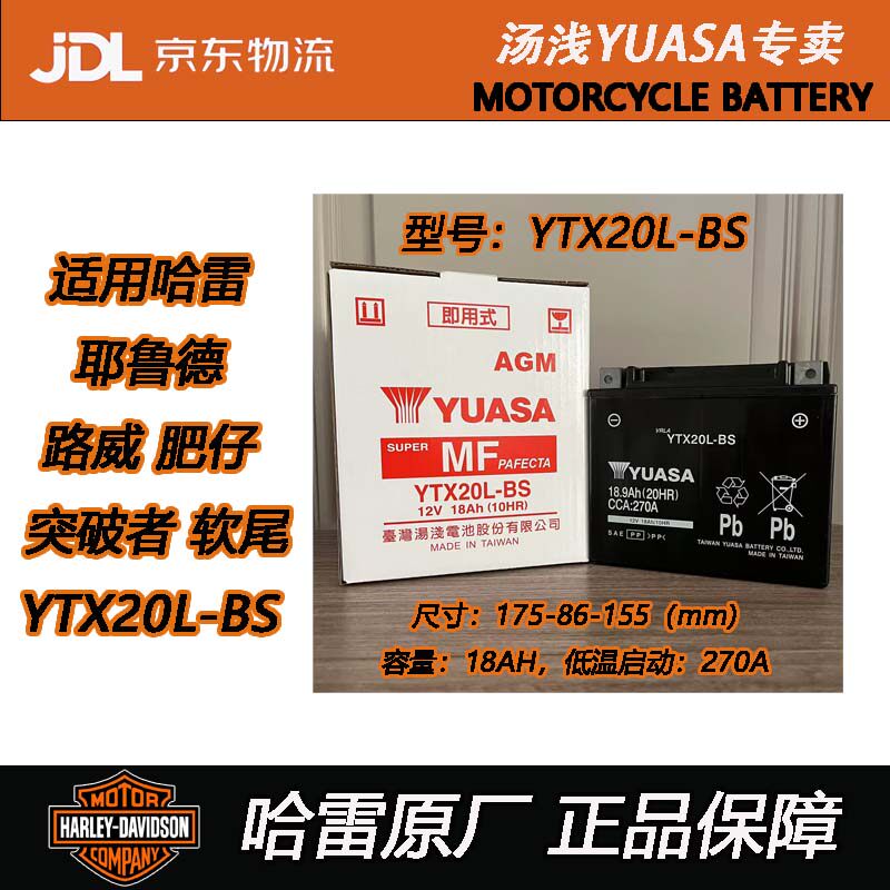 哈雷耶鲁德 肥仔 软尾 突破者 路威 酋长YTX20L摩托车电瓶蓄电池