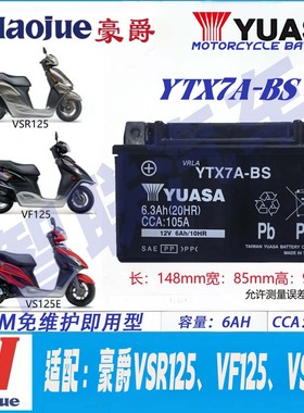 适用豪爵VSR125 VF125 VS125E原厂12V通用踏板摩托车电瓶蓄电池