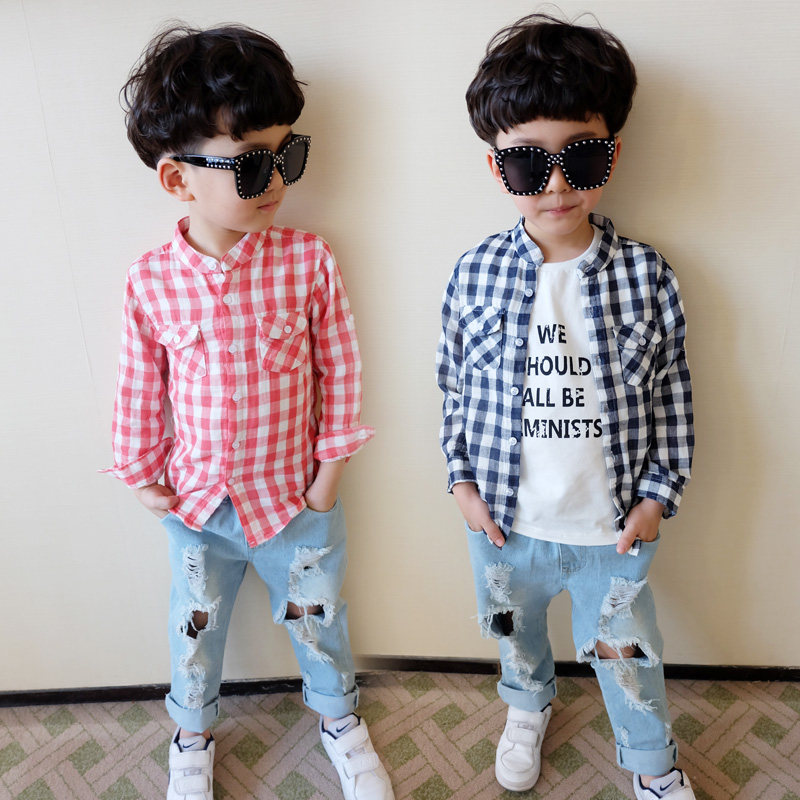 儿童衬衫长袖春秋中大童休闲上衣2019新款韩版男童格子衬衣夏季薄|msdalam kategori Kanak-kanak/Bayi/Keluarga dipasang, shirt - dari Buy2taobao.com untuk memberikan perkhidmatan ejen Taobao profesional membeli