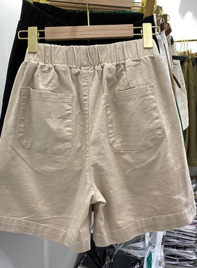 大码休闲短裤女宽松胖妹妹mm弹力松紧腰显瘦阔腿五分中裤子外穿裤